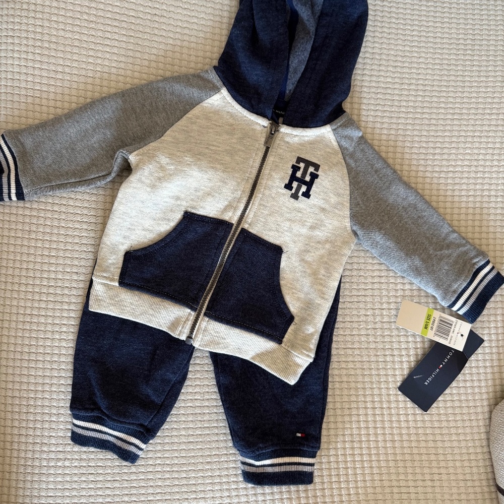 Tommy Hilfiger Infant Boys 3/6 month - Blue and Gray Sweatsuit - NWT